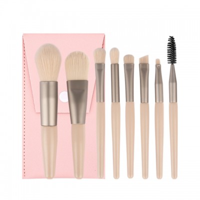 8 mini makeup brushes with wooden handle and portable soft hair makeup brush set beauty tools makeup brush